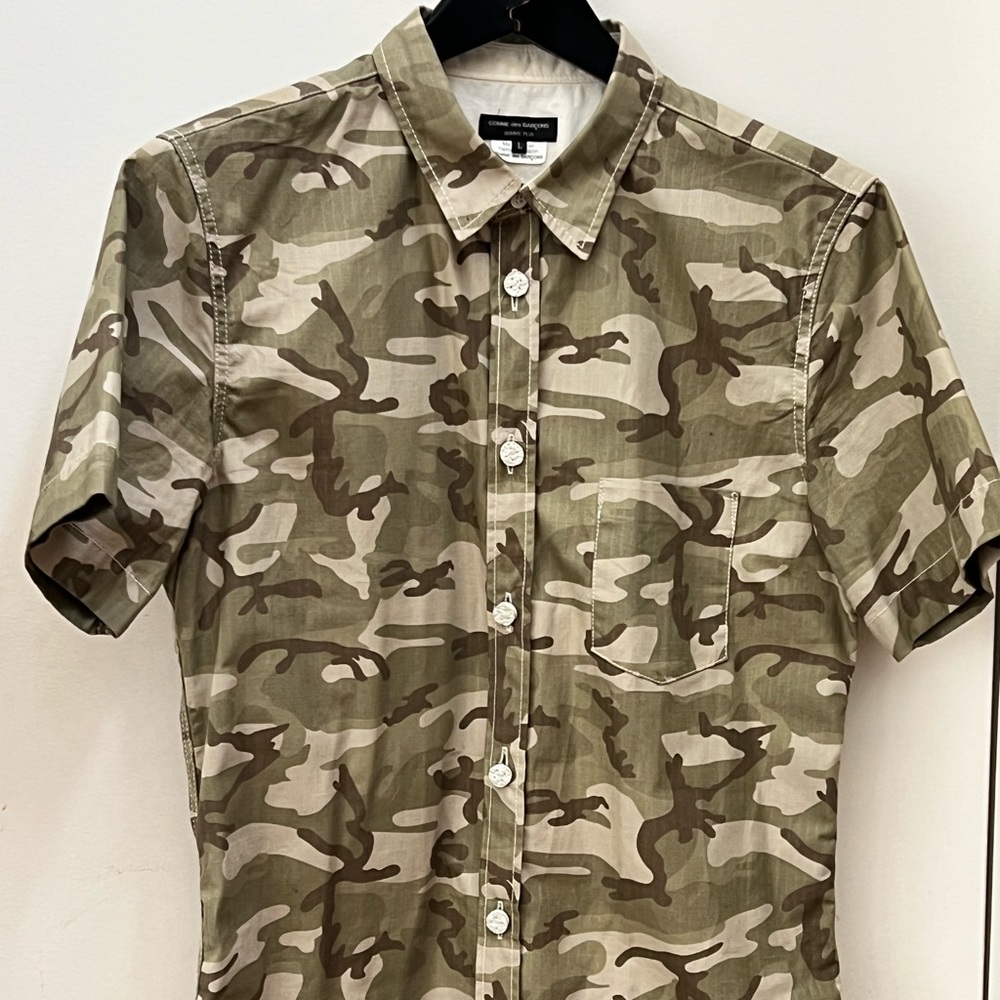 Comme des Garçons Homme Plus short sleeve cotton camouflage button up shirt